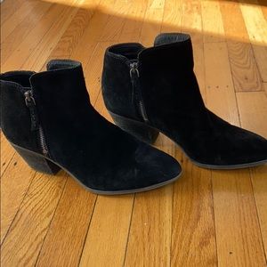 Frye Double Zip Black Suede Ankle Bootie